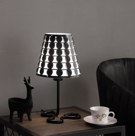 Geometric Table Lamp – Black Metal Accent Lamp