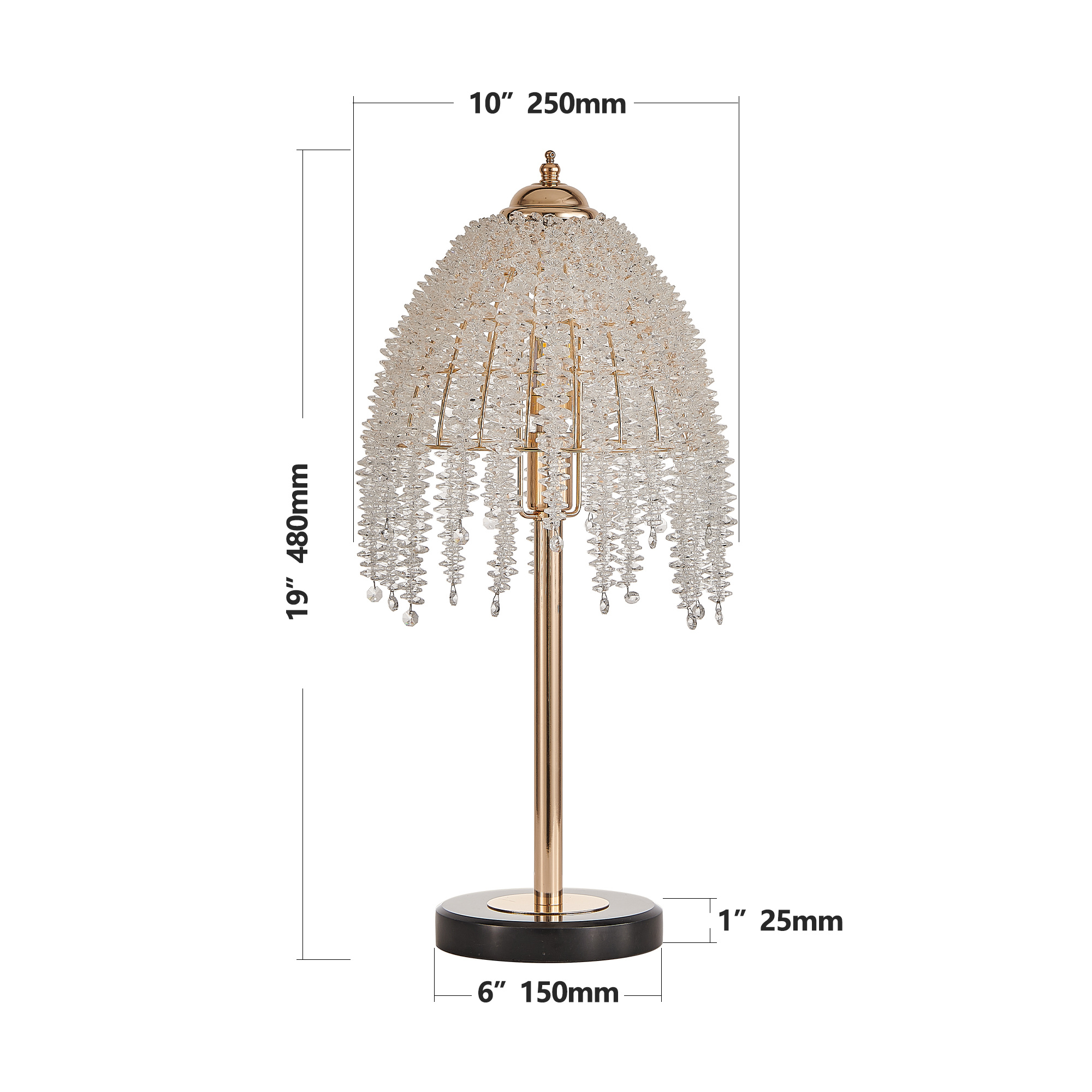 Crystal Table Lamp – Gold Bedside Lamp with Crystal Shade - Image 8