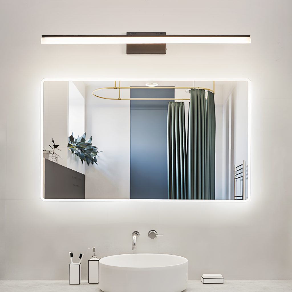 49 Inch LED Bathroom Vanity Light – Modern Black Mirror Wall Light