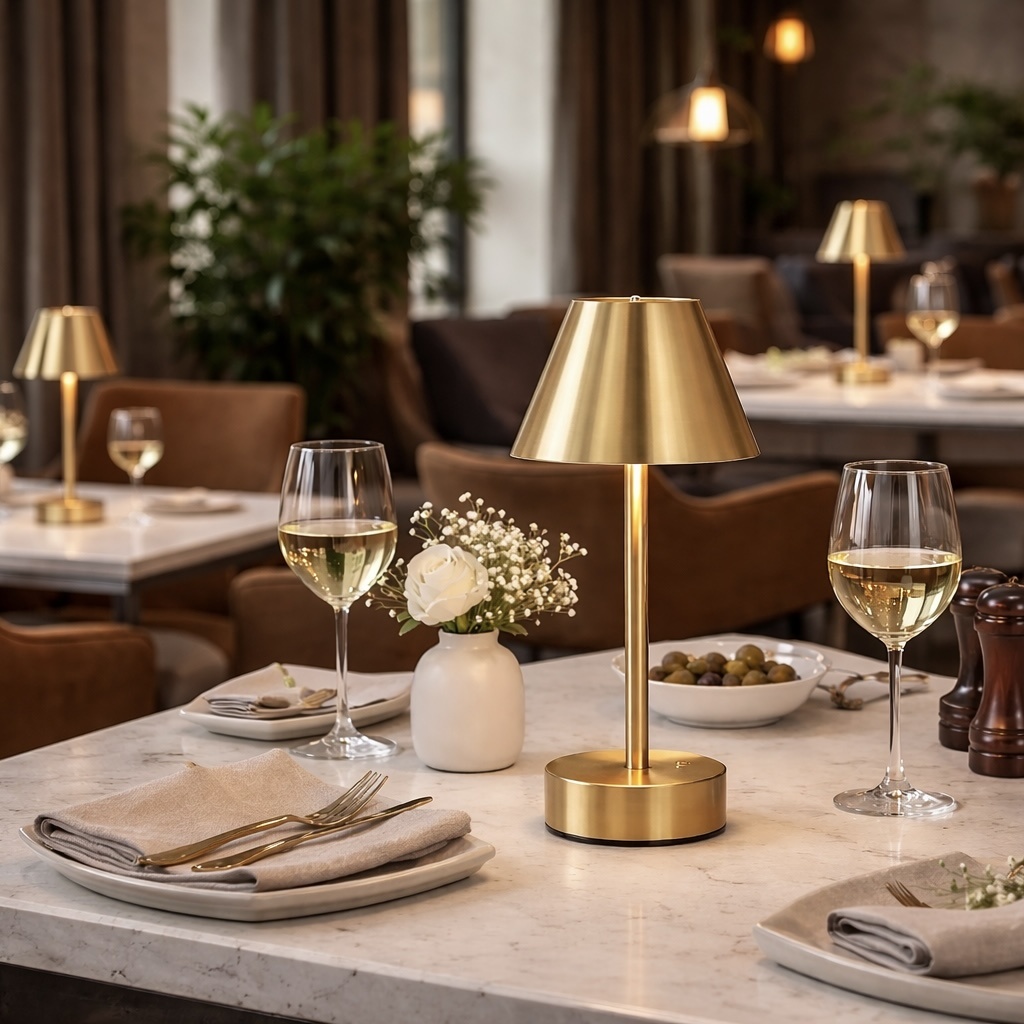 Elegance Rechargeable LED Table Lamp Plated Brass LED Touch Switch - Image 2